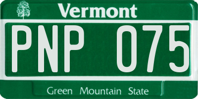 VT license plate PNP075