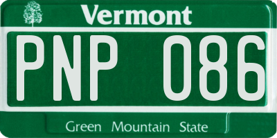 VT license plate PNP086