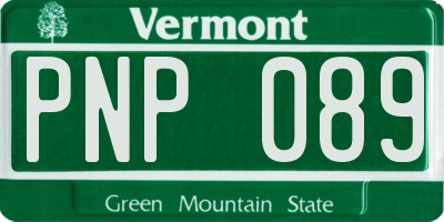 VT license plate PNP089