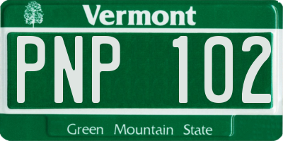VT license plate PNP102