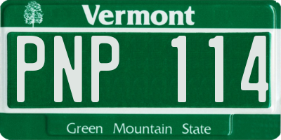 VT license plate PNP114