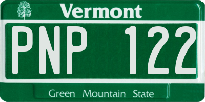 VT license plate PNP122