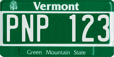 VT license plate PNP123