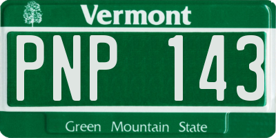 VT license plate PNP143