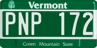 VT license plate PNP172