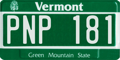 VT license plate PNP181