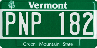 VT license plate PNP182