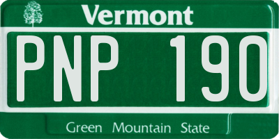 VT license plate PNP190
