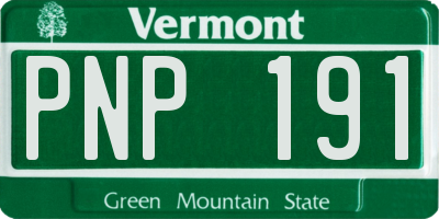 VT license plate PNP191