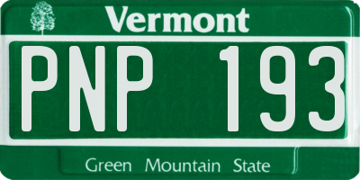 VT license plate PNP193