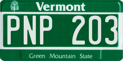 VT license plate PNP203