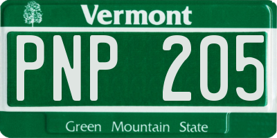 VT license plate PNP205
