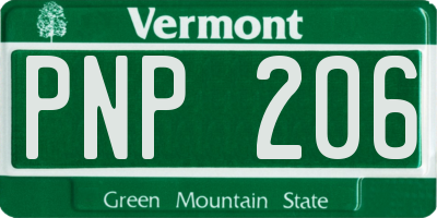 VT license plate PNP206