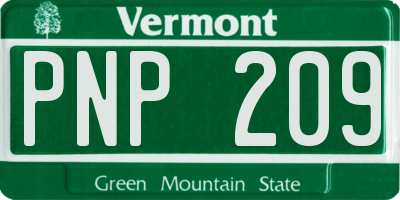 VT license plate PNP209