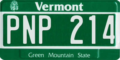 VT license plate PNP214