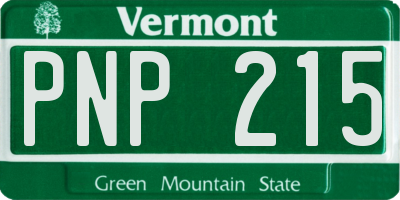 VT license plate PNP215