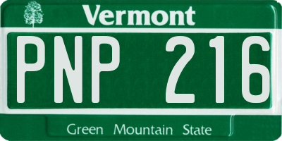 VT license plate PNP216