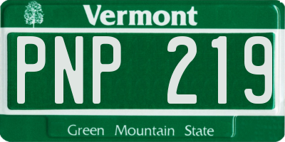 VT license plate PNP219