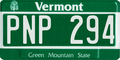 VT license plate PNP294