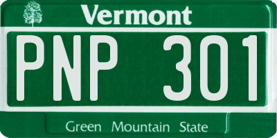 VT license plate PNP301