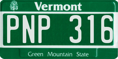 VT license plate PNP316
