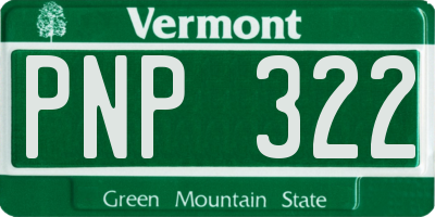 VT license plate PNP322