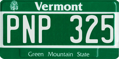 VT license plate PNP325