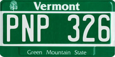 VT license plate PNP326
