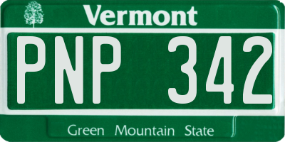 VT license plate PNP342