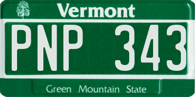 VT license plate PNP343