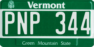 VT license plate PNP344