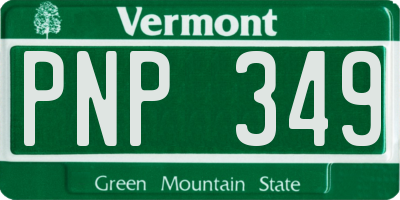 VT license plate PNP349