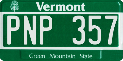 VT license plate PNP357
