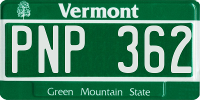 VT license plate PNP362