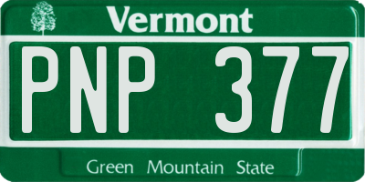 VT license plate PNP377