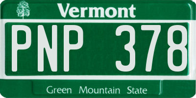VT license plate PNP378