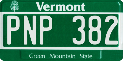 VT license plate PNP382