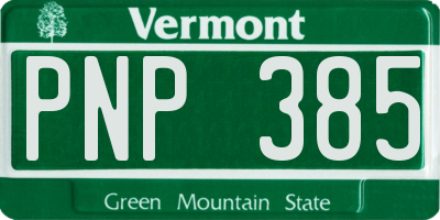 VT license plate PNP385