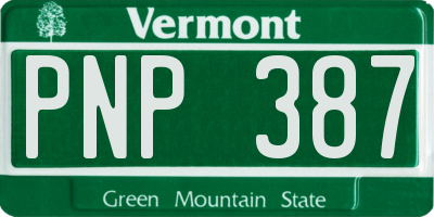 VT license plate PNP387
