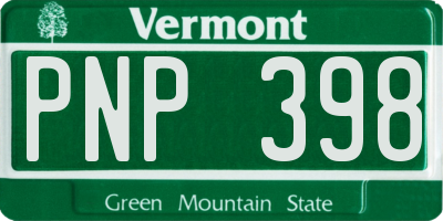 VT license plate PNP398