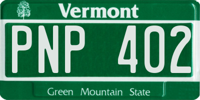 VT license plate PNP402