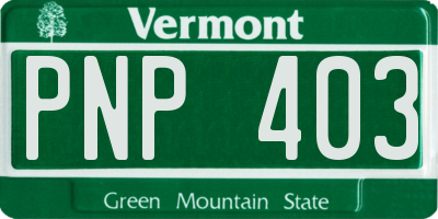 VT license plate PNP403