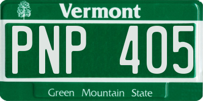 VT license plate PNP405