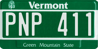 VT license plate PNP411