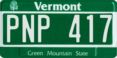VT license plate PNP417