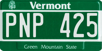 VT license plate PNP425