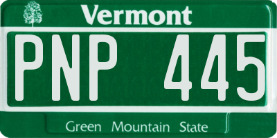 VT license plate PNP445