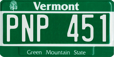 VT license plate PNP451