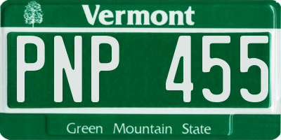 VT license plate PNP455