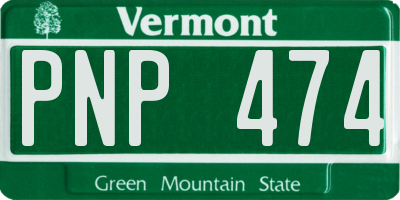 VT license plate PNP474